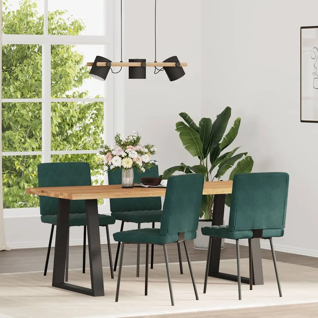 Cadeiras de jantar 4 pcs veludo verde-escuro