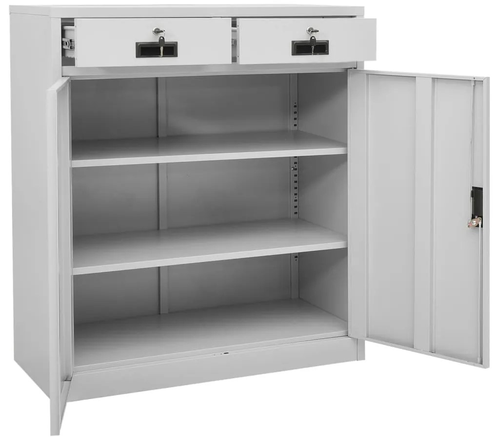 Armário de escritório 90x40x102 cm aço cinzento-claro