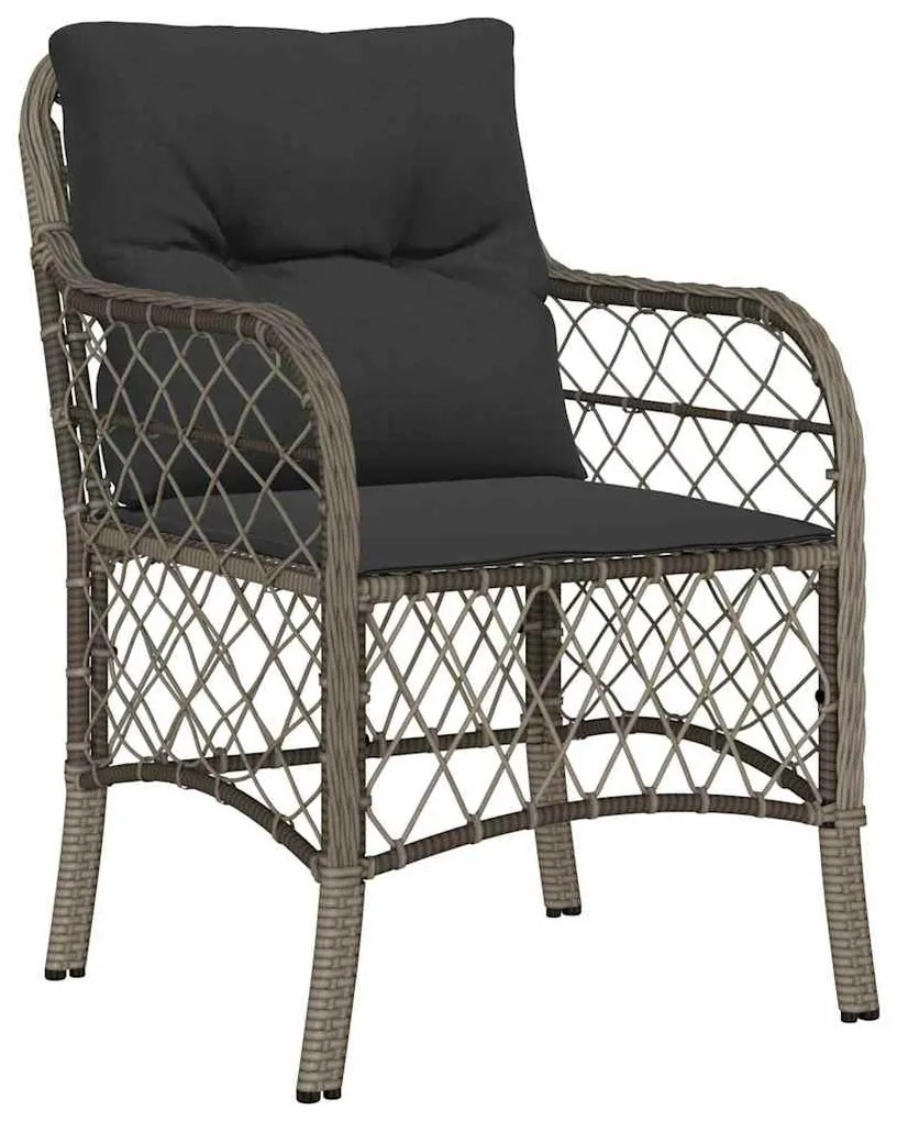 Conjunto de Jantar de Jardim com 7 Peças e Almofadas Cinza em Rattan S