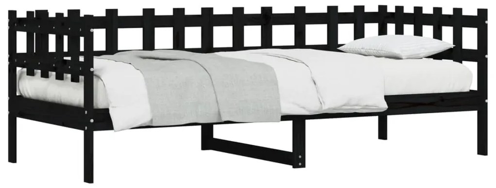 Sofá-cama 90x190 cm madeira de pinho maciça preto