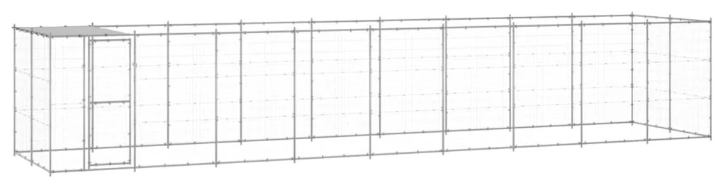 Canil de exterior com telhado 21,78 m² aço galvanizado