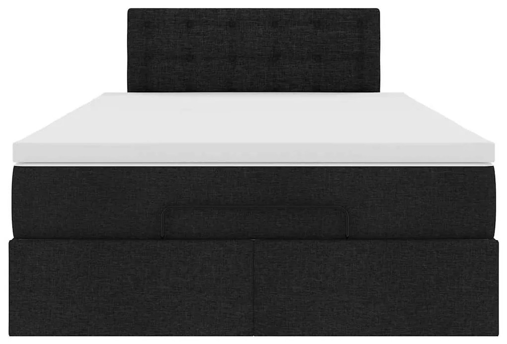 Cama otomana com colchão & LEDs 120x190 cm tecido preto
