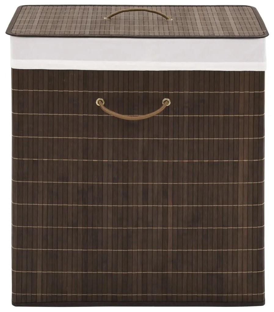 Cesto retangular para roupa suja bambu castanho escuro