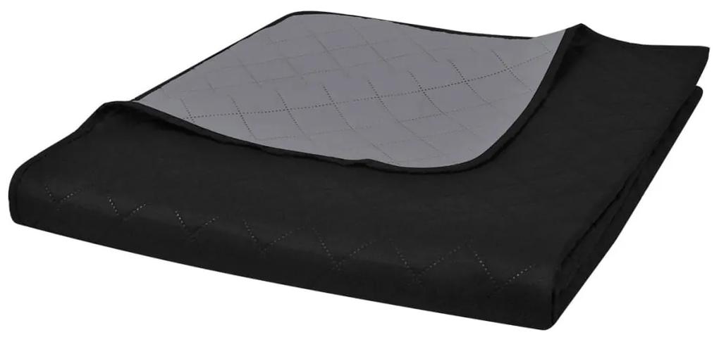 130884 vidaXL 130884 Double-sided Quilted Bedspread Black/Grey 220 x 240 cm