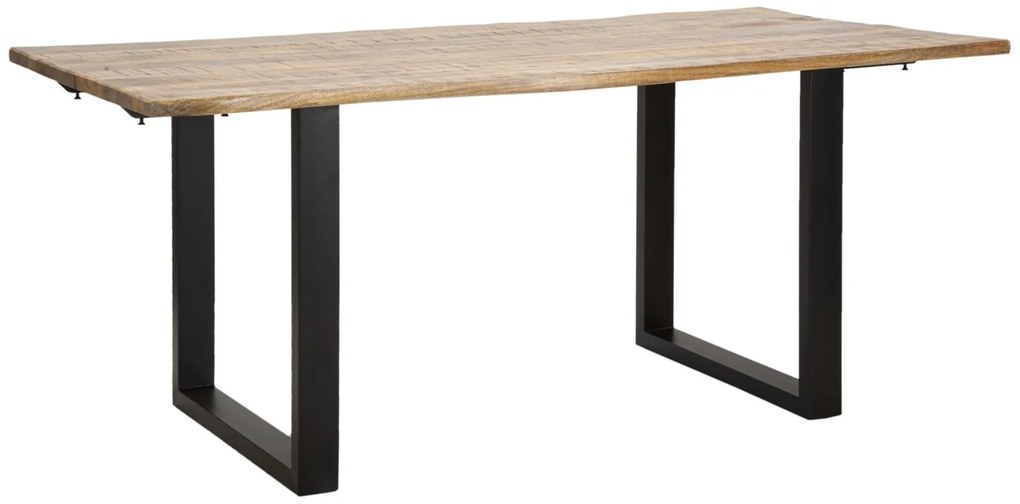 MESA DE JANTAR COM BORDO - EXTENSÍVEL - 180X90X77 CM - COMPRIMENTO TOTAL 280 CASTANHO E PRETO