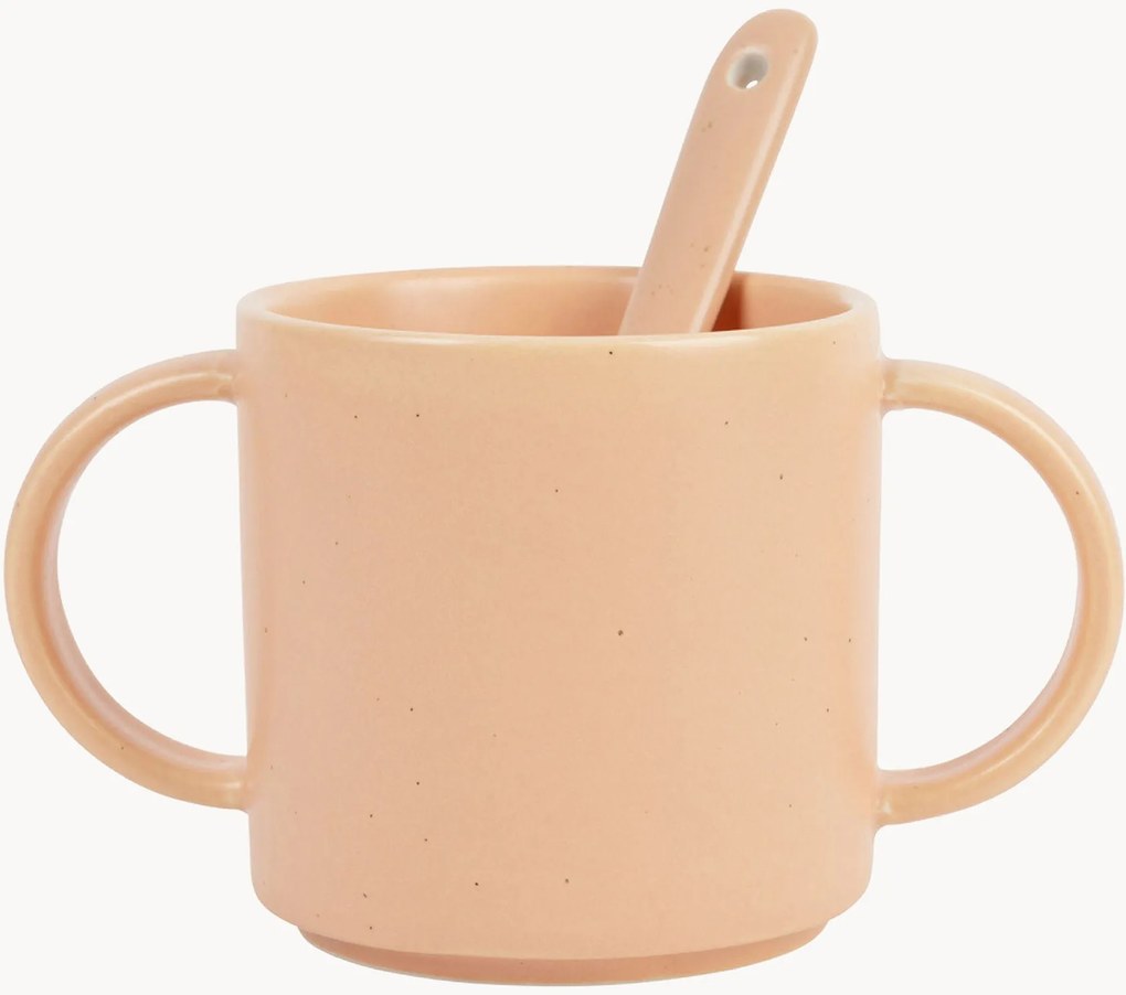 Canecas em grés para crianças com colher Reverie, conjunto de 4