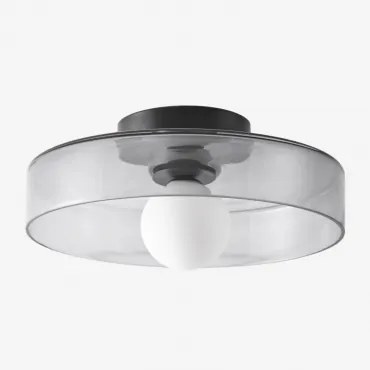 Luminária De Teto De Vidro Jaxal Preto & Ø35 Cm - Sklum