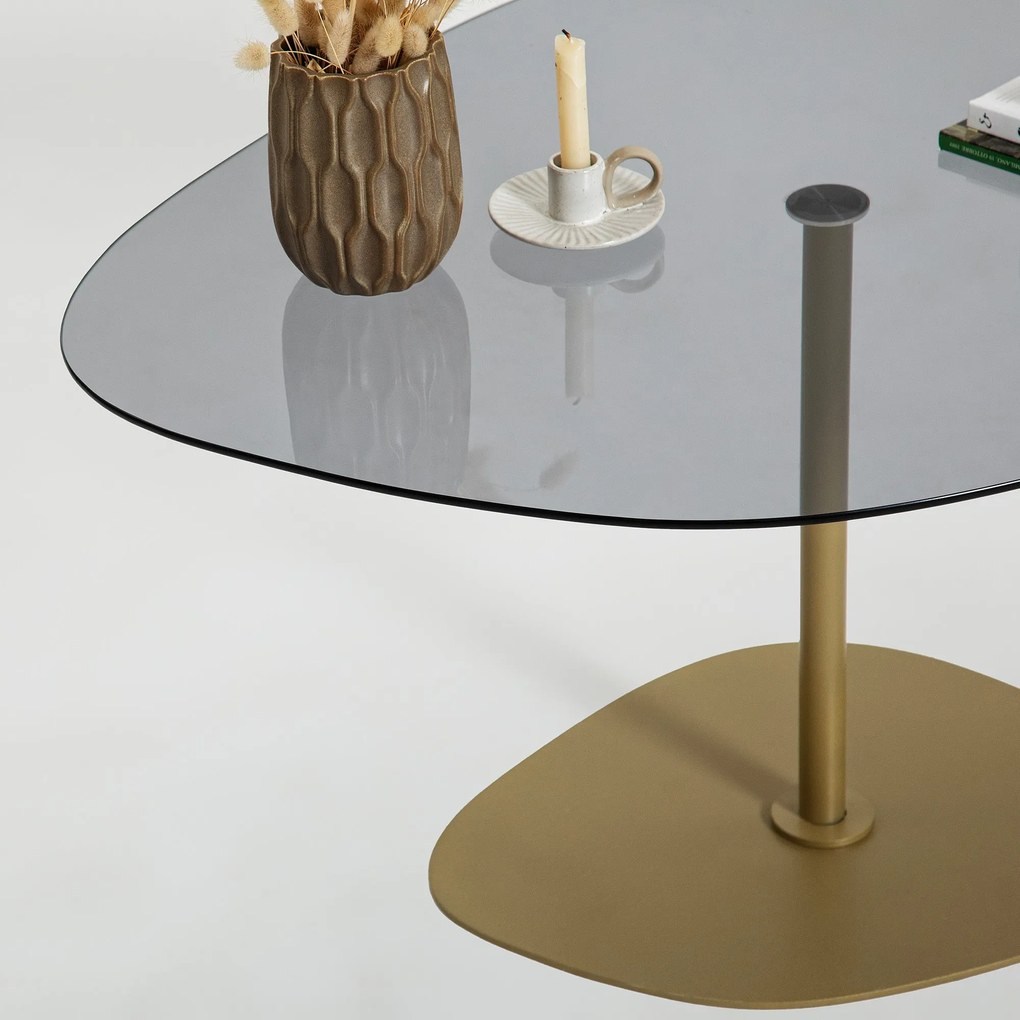 Mesa de Café Soho - Cinza Escuro e Dourado - 85cm x 40cm x 67cm