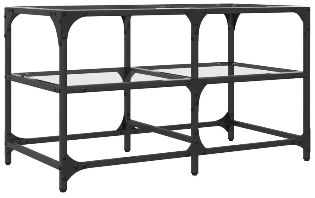 Mesa de centro c/ topo em vidro transparente 78,5x40x45 cm aço