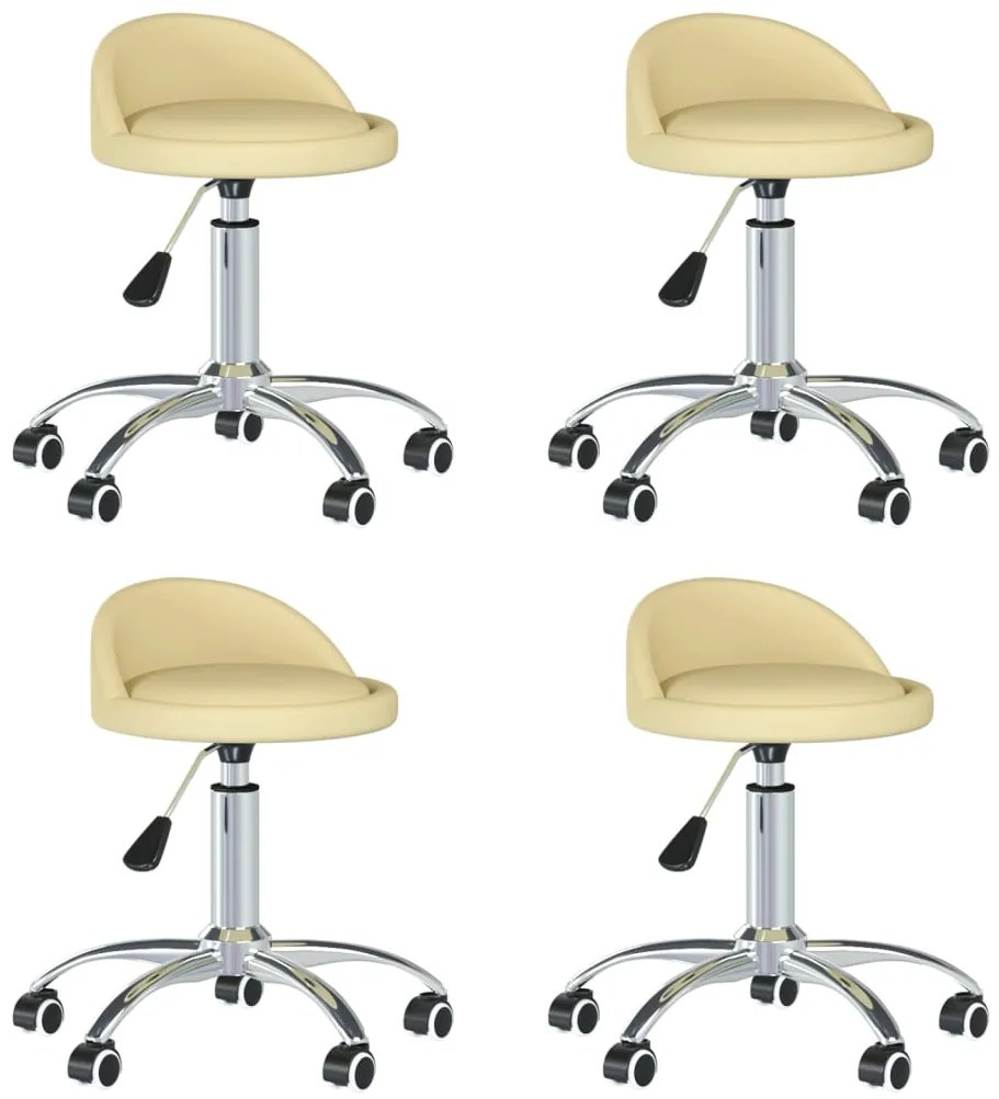 vidaXL Cadeiras de jantar giratórias 4 pcs couro art. creme