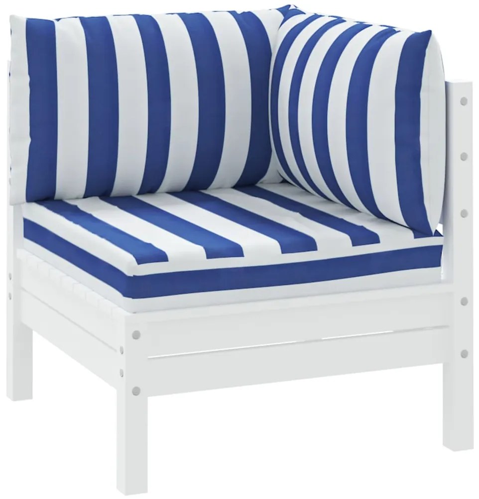 Almofadões p/ paletes 3 pcs tecido oxford riscas azul/branco