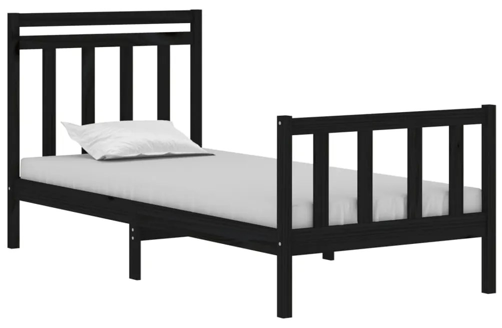 Estrutura cama de solteiro 90x190 cm madeira maciça preto