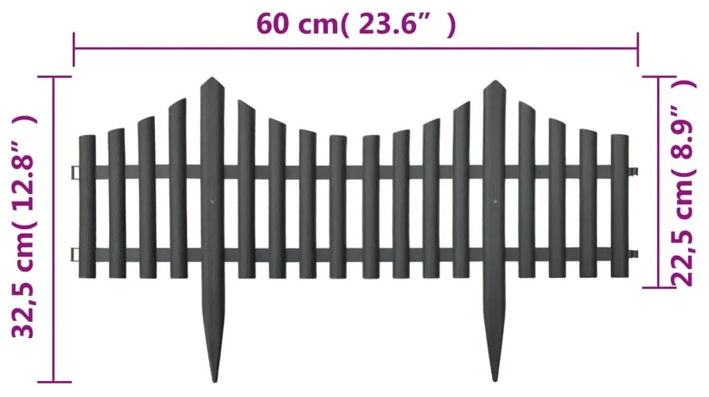 Bordas de relvado 17 pcs 10 m PP antracite