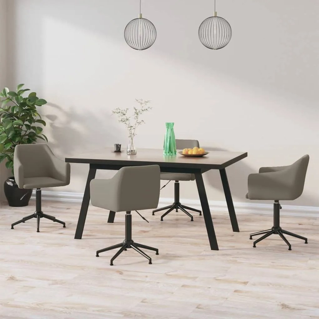vidaXL Cadeiras de jantar giratórias 4 pcs veludo cinzento-claro