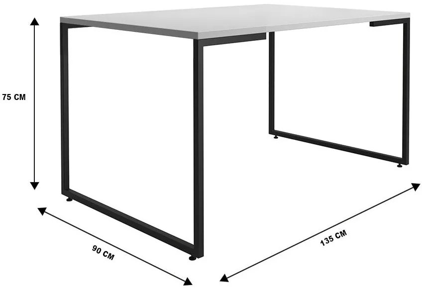 Mesa de Jantar PORTO ONE – 135x90x75 cm – Metal Preto e Tampo em MDP B