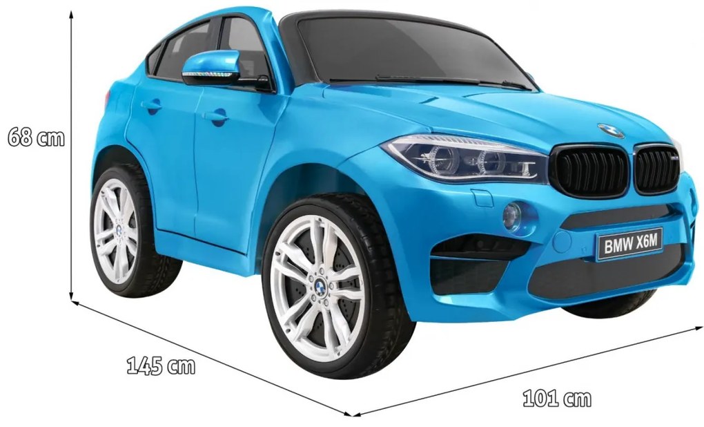 Carro elétrico para Crianças BMW X6M XXL 12V Rodas Espuma EVA, Assento couro ecológico Azul Pintado