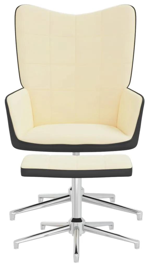 Cadeira de descanso com banco PVC e veludo branco nata