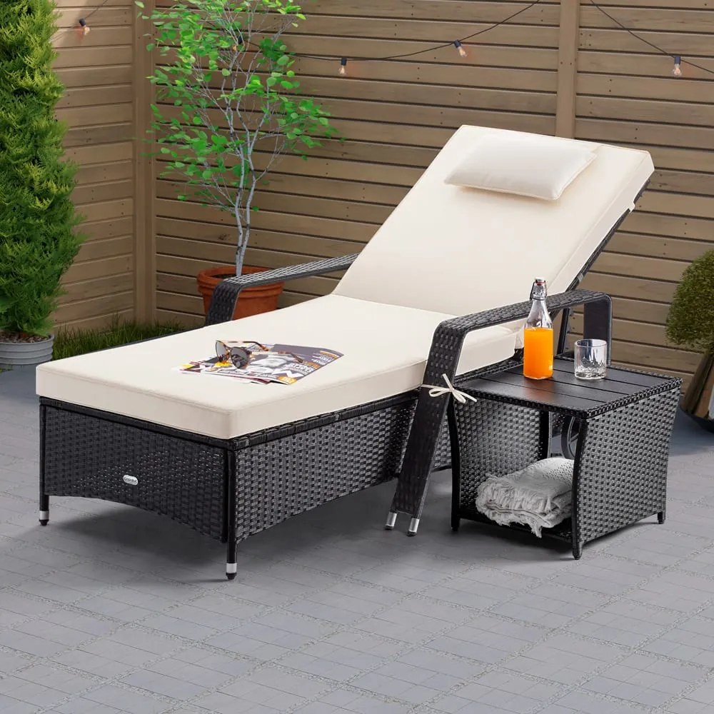 Mesa de apoio Polyrattan Vedis 45x45x40cm Preto