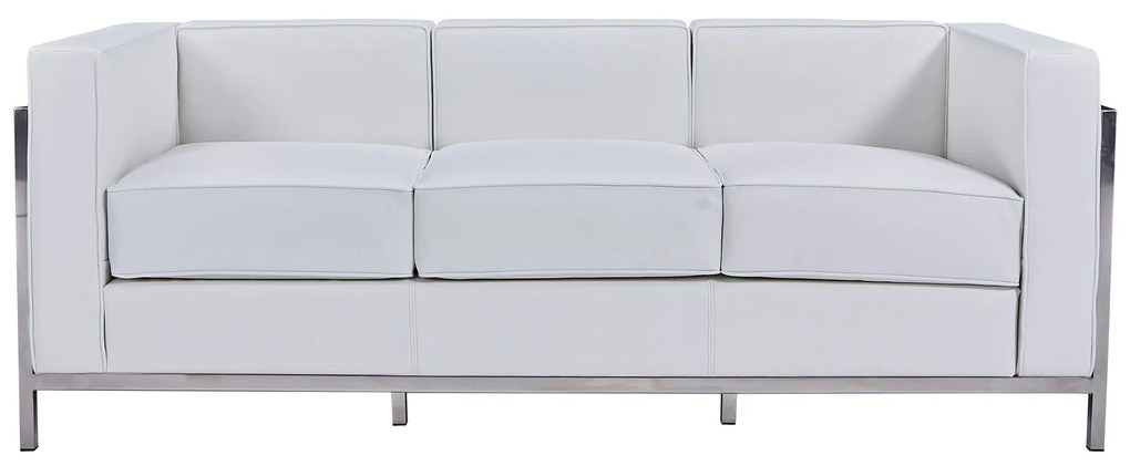 Sofá LOBBY – 3 Lugares – 183x70x68 cm – Aço Inoxidável e Pele Sintétic