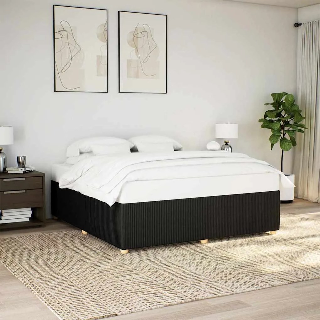 Estrutura de cama sem colchão 180x200 cm tecido preto