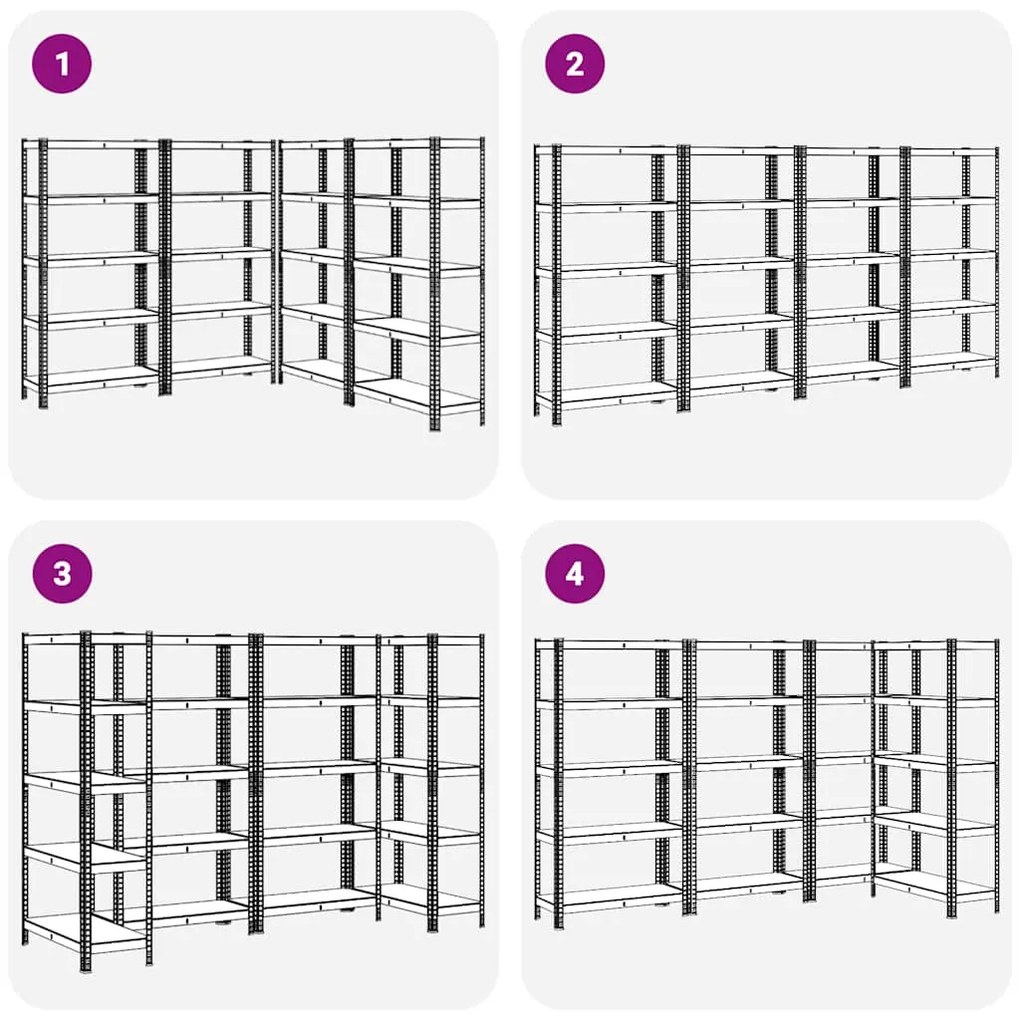 Prateleiras de armazenamento de 5 camadas 4 pcs aço antracite