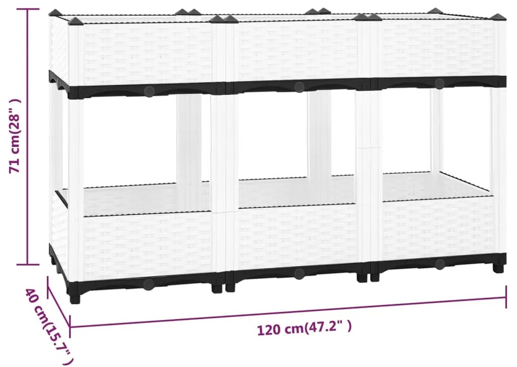 Canteiro elevado 120x40x71 cm polipropileno