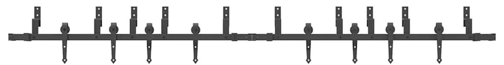 Kit de ferragens para porta deslizante 305 cm aço preto