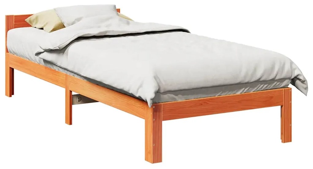 vidaXL Cama sem colchão 90x200 cm pinho maciço castanho-mel