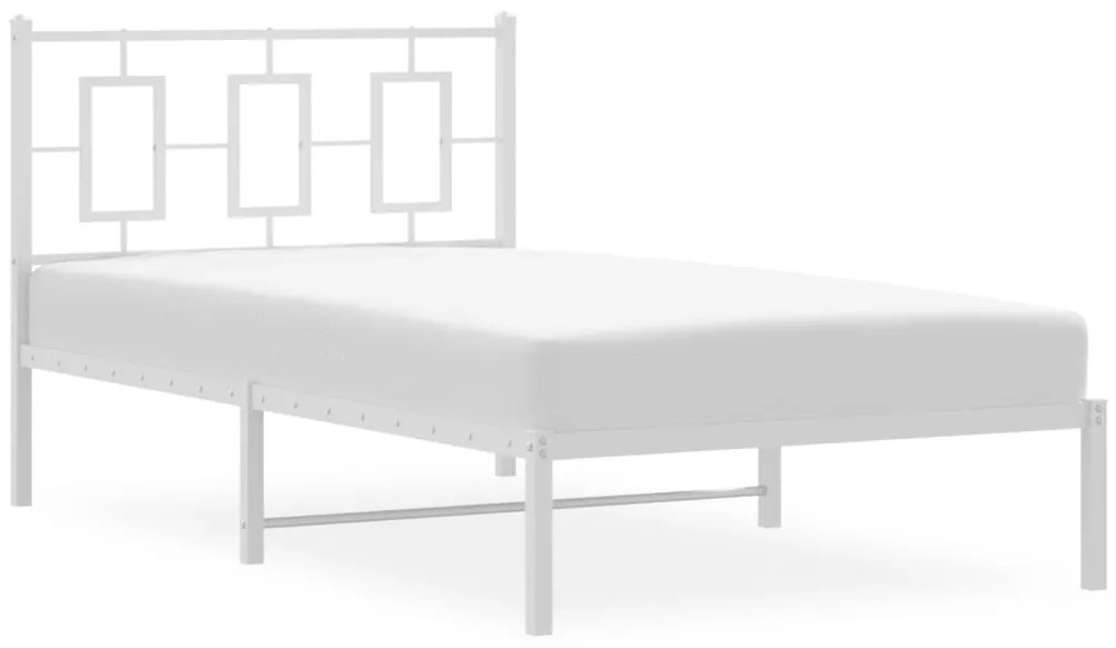 Estrutura de cama com cabeceira 100x200 cm metal branco