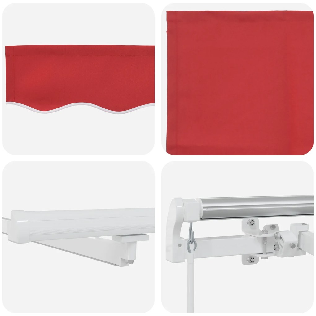 Toldo Retrátil Manual vidaXL com LED Vermelho 450x350 cm