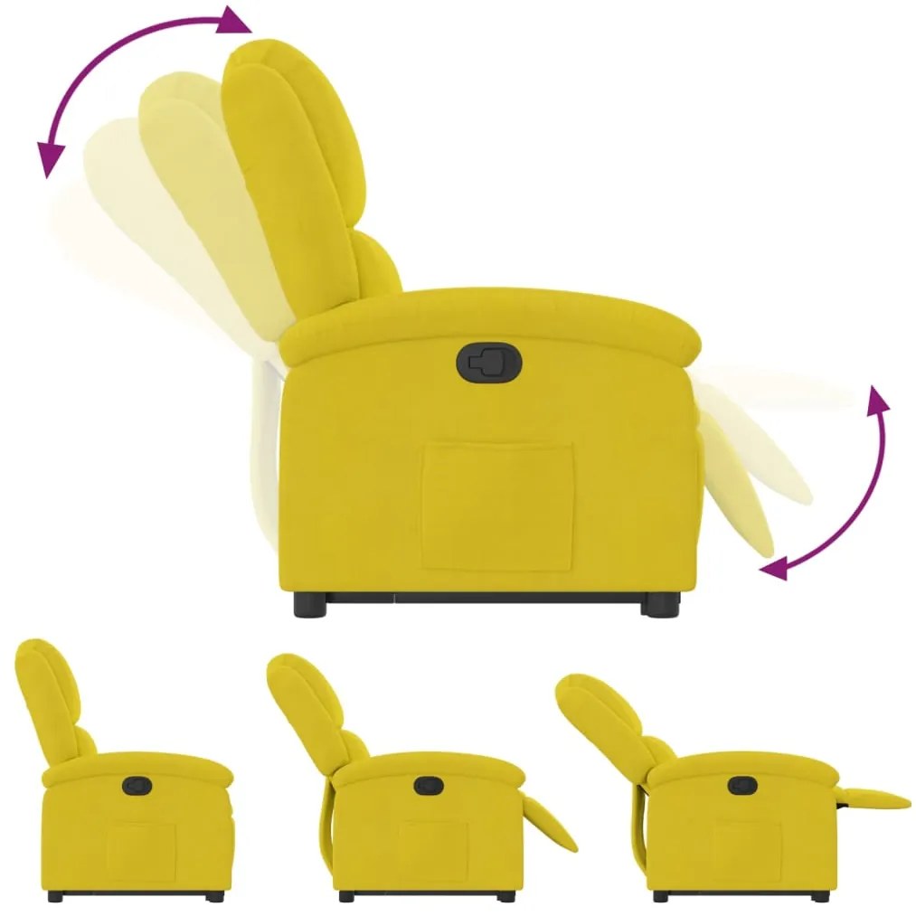 Poltrona reclinável elevatória veludo amarelo