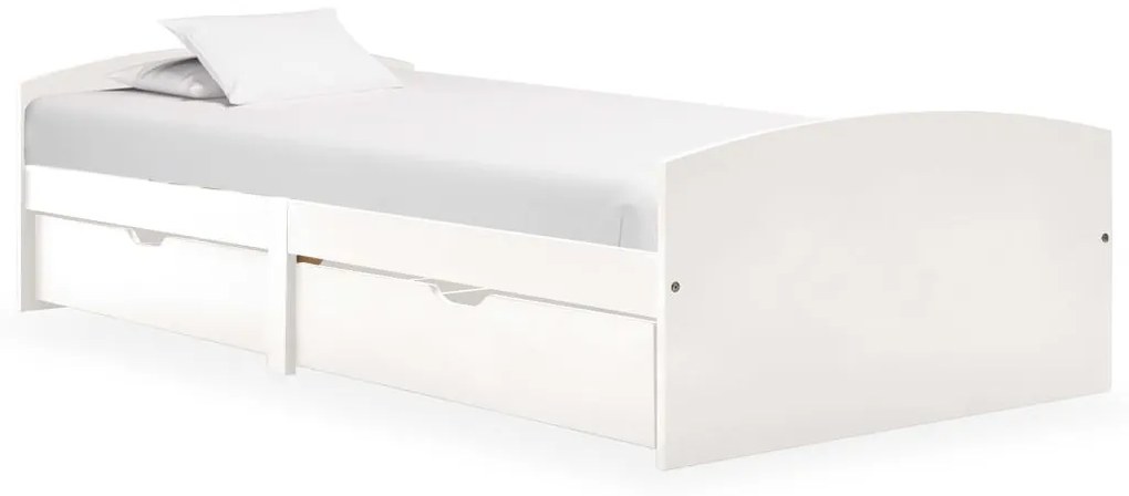 322155 vidaXL Estrutura de cama com 2 gavetas 90x200 cm pinho maciço branco