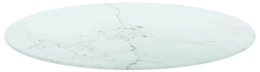 Tampo mesa Ø60x0,8 cm vidro temperado design mármore branco