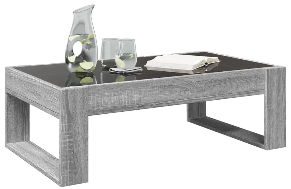 Mesa de centro luzes LED Infinity 90x53x30 cm cinzento sonoma