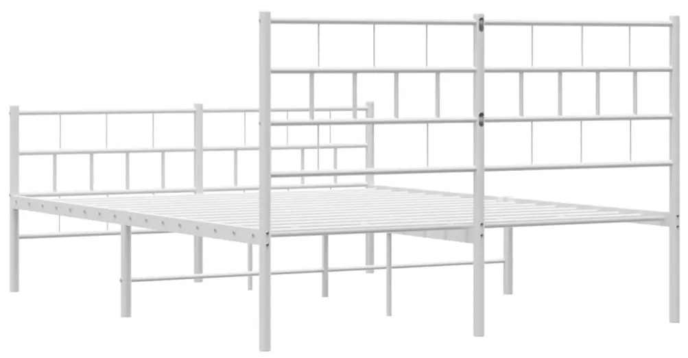 Estrutura de cama com cabeceira e pés 160x200 cm metal branco