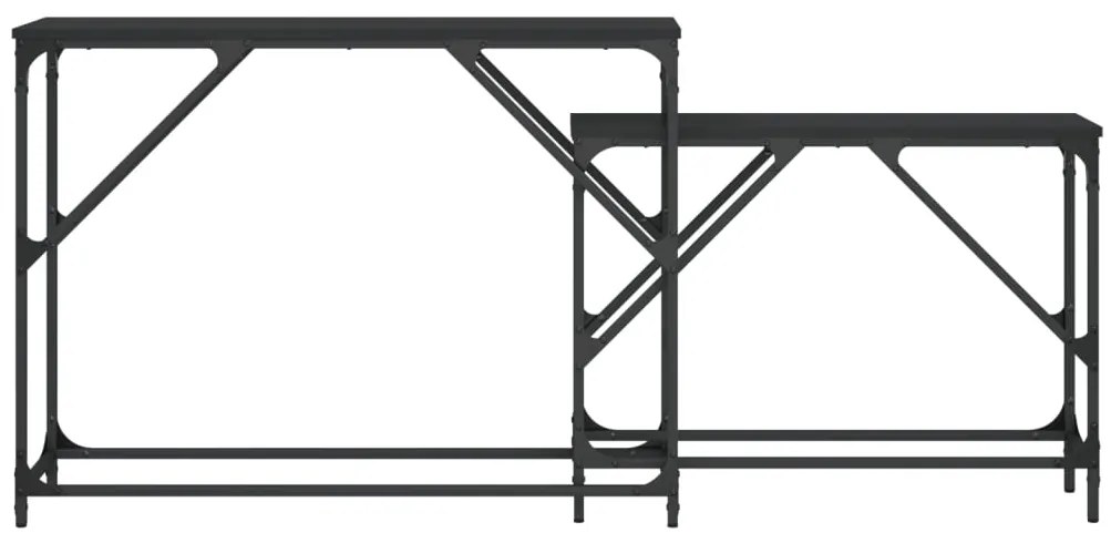 Mesas consola de encastrar 2 pcs derivados de madeira preto