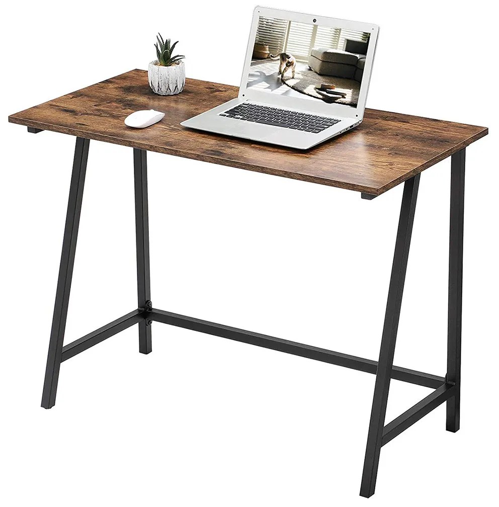 Secretária industrial 100 x 50 x 75 cm, economiza espaço castanho vintage-preto