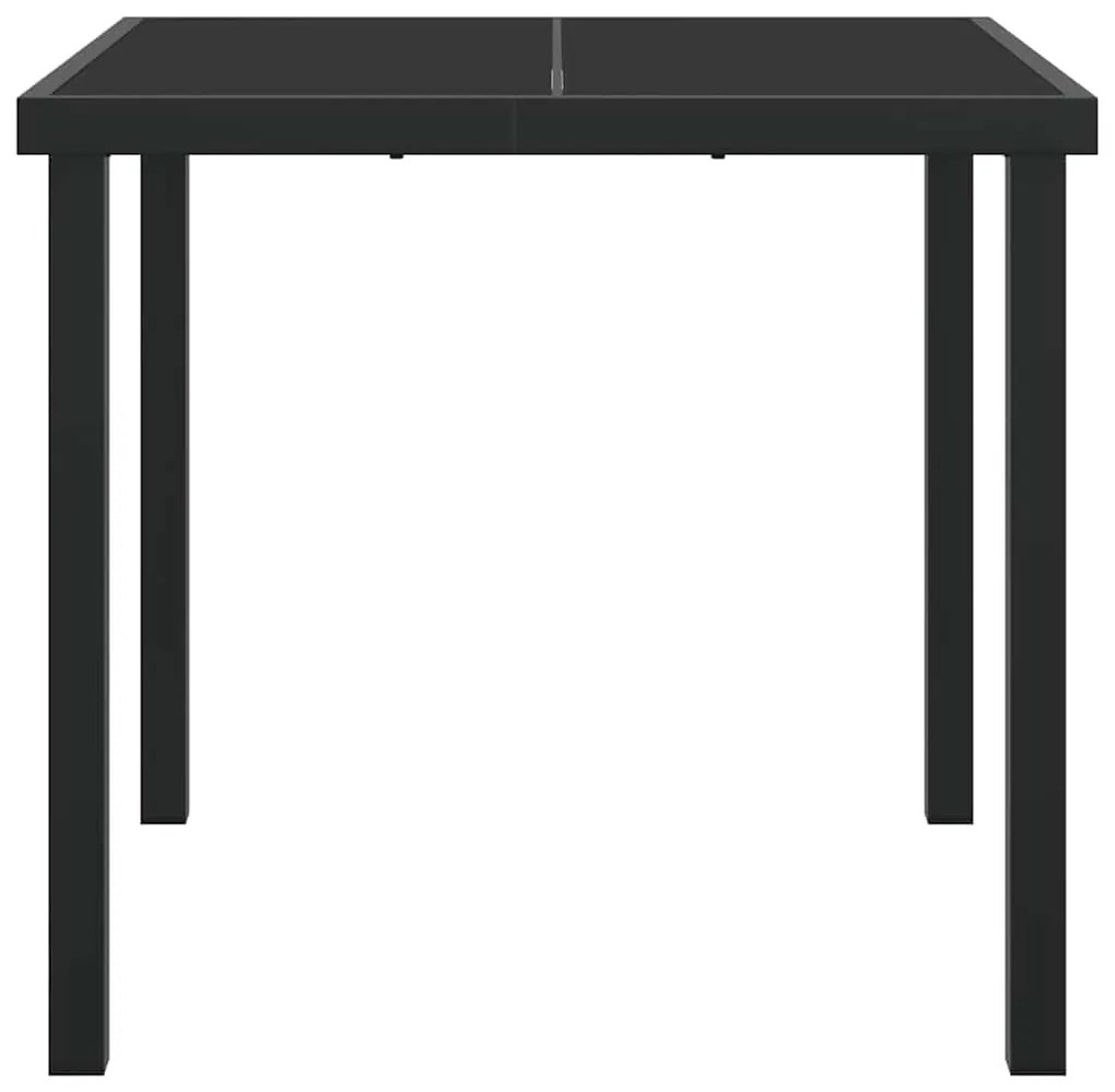 Mesa de Jardim vidaXL Preta 80x80x73 cm com Vidro Temperado