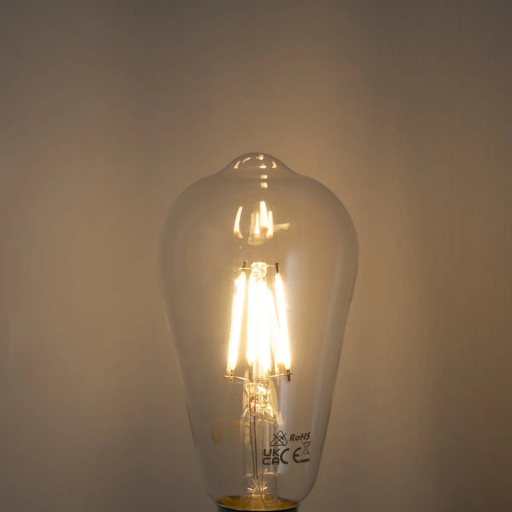 Conjunto de 5 Lâmpadas LED de Filamento E27 ST64 Transparente 4W 470 lm 2700K
