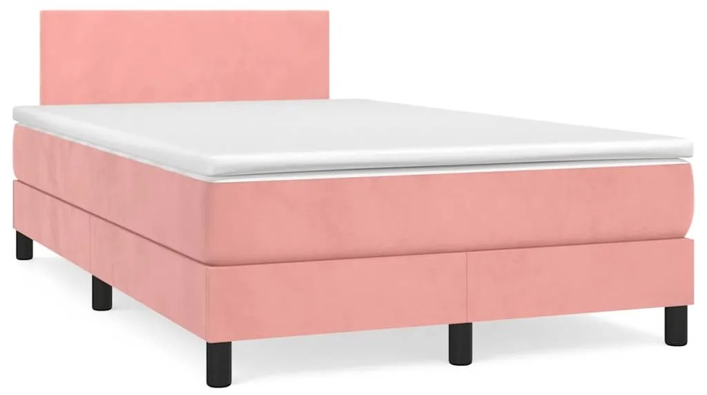Cama box spring c/ colchão luzes e LED 120x190 cm veludo rosa