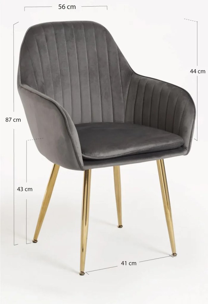 Pack 2 Cadeiras Chic Golden - Cinza escuro