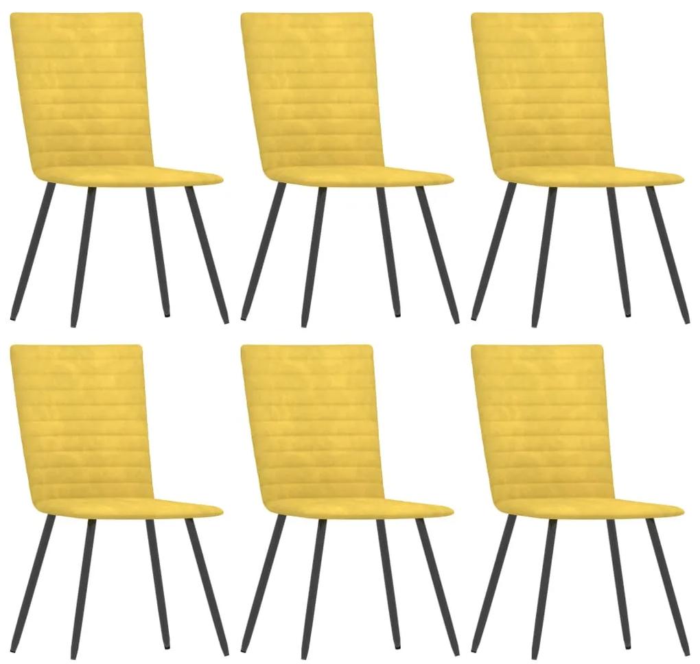 3055158 vidaXL Cadeiras de jantar 6 pcs veludo amarelo