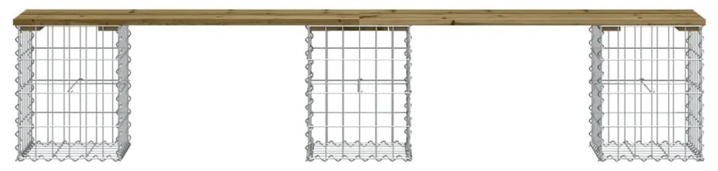 Banco de jardim c/ design gabião 203x31x42 cm pinho impregnado