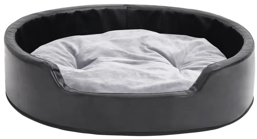 Ninho p/ cães 79x70x19cm pelúcia/couro artificial preto e cinza