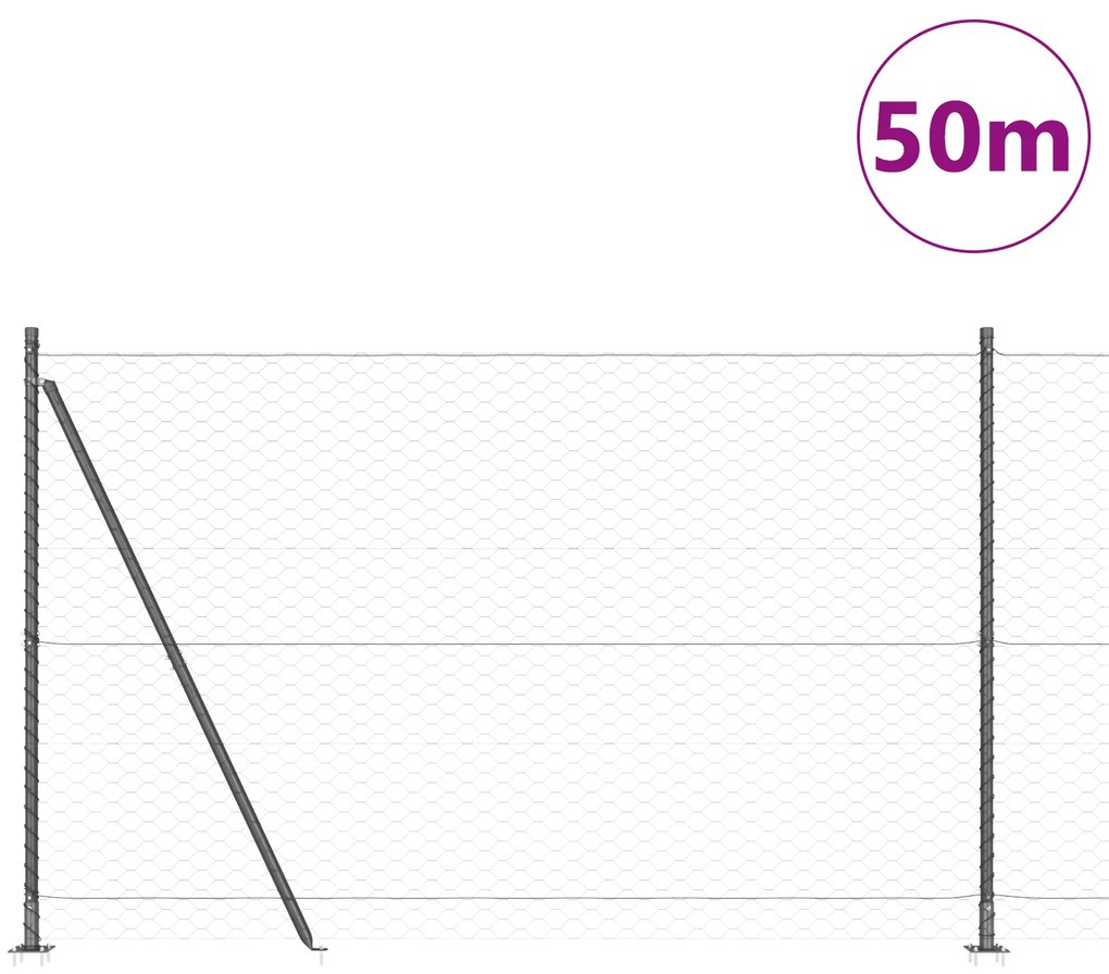 Cerca Hexagonal vidaXL Cinza 1,5x50 m Aço