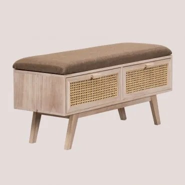 Banco Em Madeira Com 2 Gavetas Ralik Design Madeira Natural - Sklum