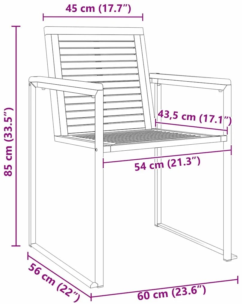 Cama de Sol com Cadeiras de Jardim 3 peças Madeira Sólida Acácia