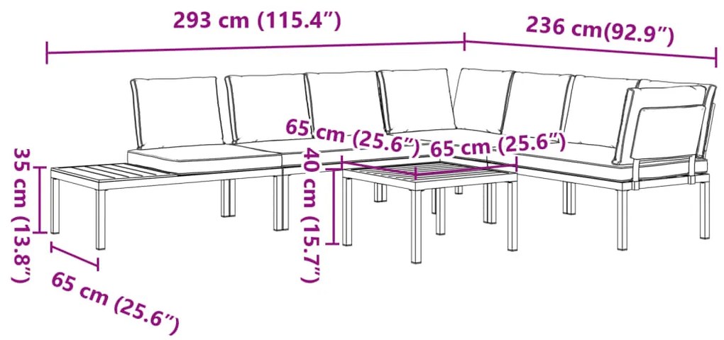 5 pcs conjunto de sofás p/ jardim c/ almofadões alumínio preto