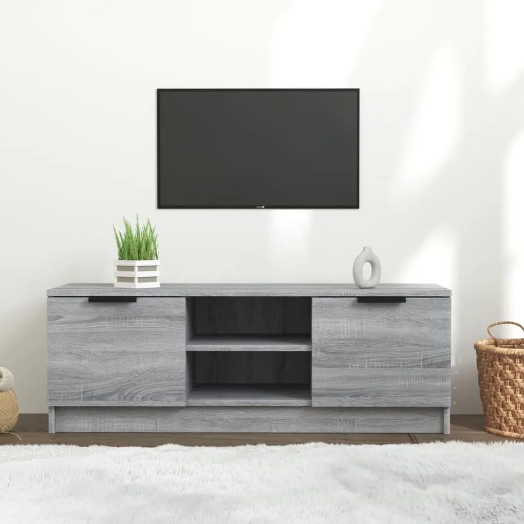 vidaXL Móvel p/ TV 102x35x36,5 cm madeira processada cinzento sonoma