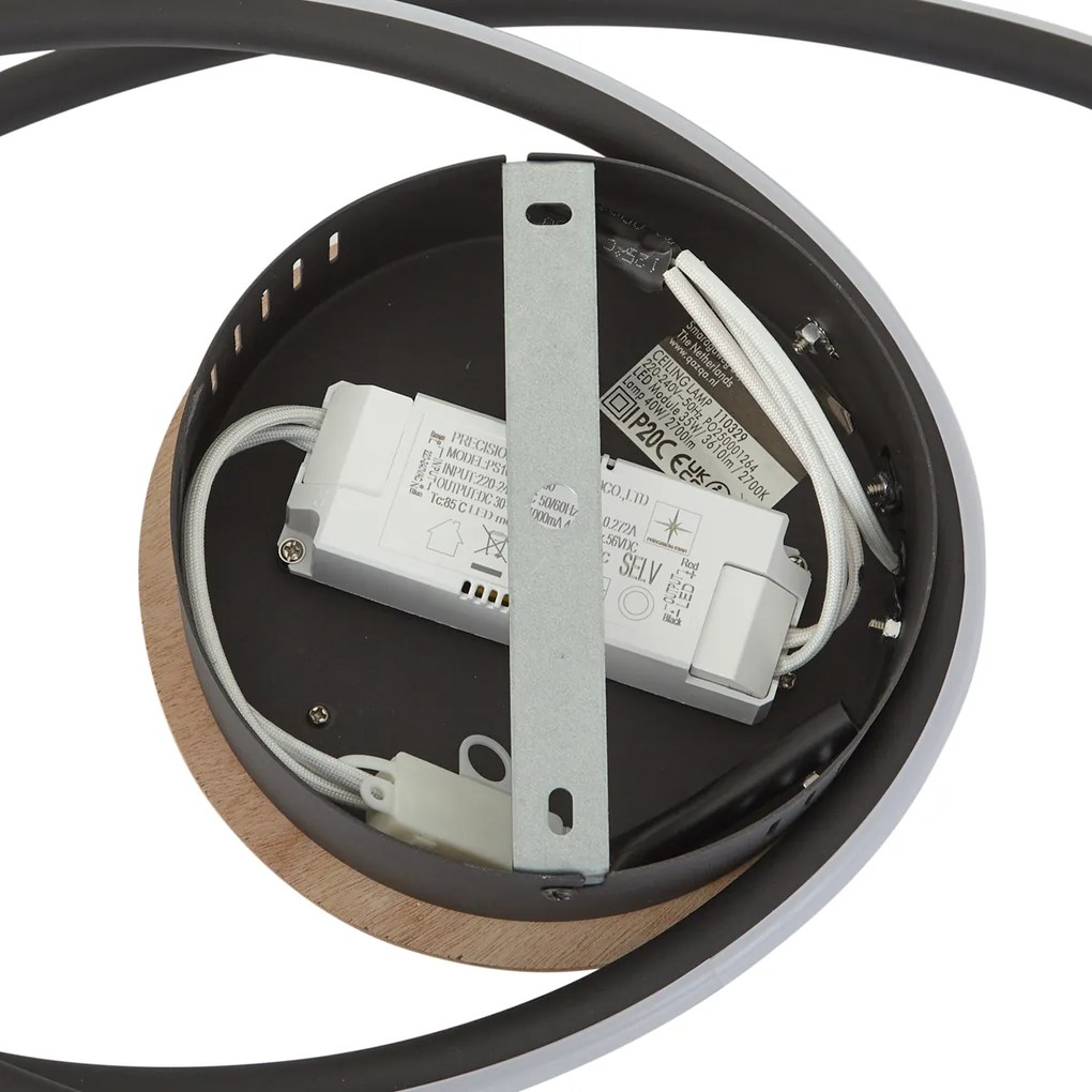 Plafon de design em madeira com LED regulável em 3 níveis - Rowan